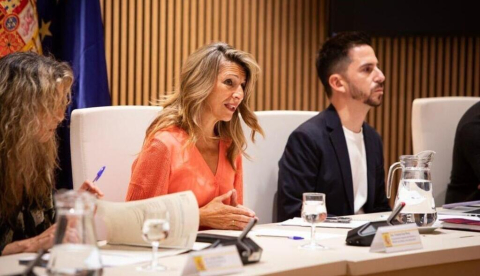 La vicepresidenta segunda y ministra de Trabajo y Economía Social, Yolanda Díaz, en una comparecencia