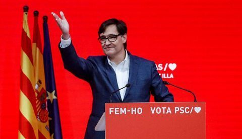 Salvador Illa ha comparecido tras conocer su victoria en votos en las elecciones catalanas.