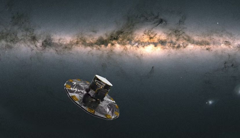 Recreación de Gaia observando la Vía Láctea. Nuestra galaxia se ubica en un ‘hueco’ del cosmos que llamamos Vacío Local en el que se ha localizado la procedencia de Amaterasu. ESA/ATG medialab; A. Moitinho., CC BY