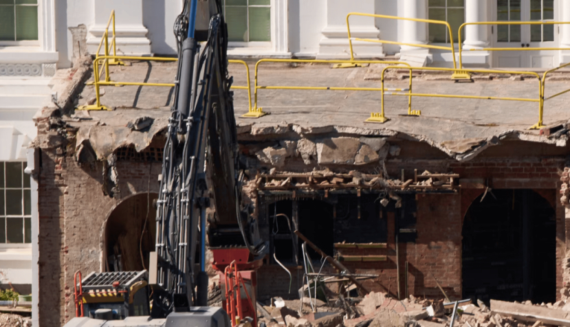 Demolition in process on the East Wing of the White House, Oct. 23, 2025. AP Photo/Jacquelyn Martin