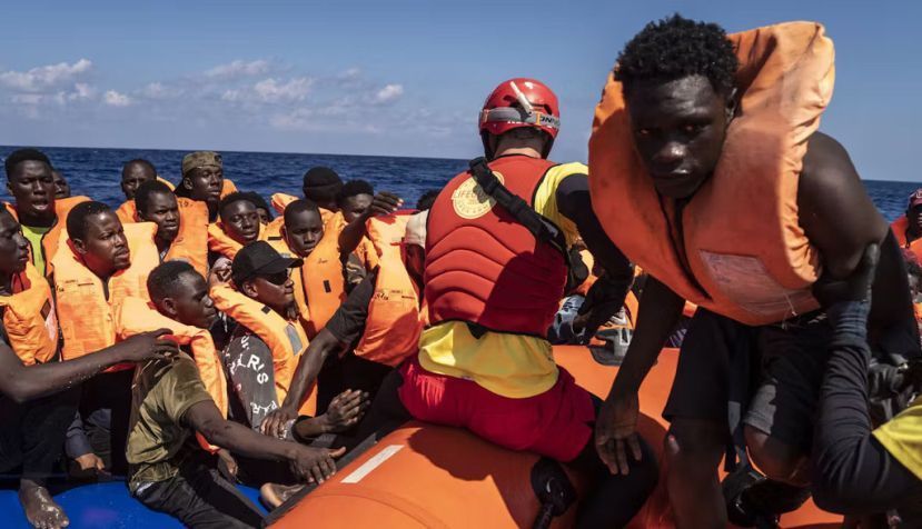  Workers from the Spanish nonprofit Open Waters rescue 178 migrants from different countries, off the coast of Italy in September 2023. Jose Colon/Anadolu Agency via Getty Images