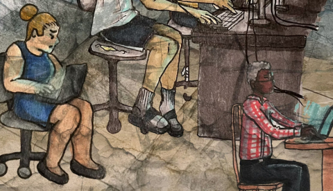 Los sistemas de IA generativa cada vez producen más errores, ya que se retroalimentan de ellos, contaminando cada vez más el entorno digital. Kathryn Conrad & Digit / https://betterimagesofai.org / , CC BY-SA