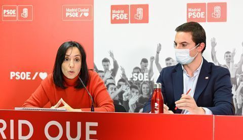 Juan Lobato, Secretario General del PSOE de Madrid. Mercedes González y la Delegada del Gobierno y Secretaria General de Madrid en una foto de Raúl Urbina - PSOE.