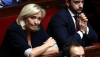 La présidente du groupe parlementaire du Rassemblement national, Marine Le Pen, à l’Assemblée nationale, le 1er avril 2025, au lendemain de sa condamnation par le tribunal correctionnel de Paris. Anne-Christine Poujoulat/AFP