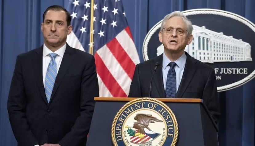 Attorney General Merrick Garland, right, announces his appointment of a special counsel to investigate handling of classified materials in Joe Biden’s possession. AP Photo/Manuel Balce Ceneta