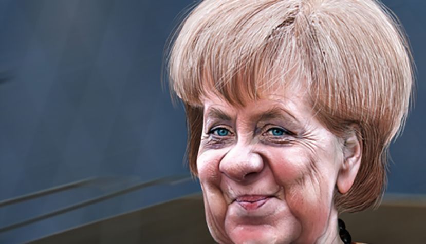 Angela Merkel en una caricatura de DonkeyHotey vía flickr.
