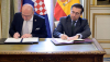 El ministro de Asuntos Exteriores, Unión Europea y Cooperación, José Manuel Albares, y su homólogo croata, Gordan Grlić Radman, durante la firma del acuerdo./ © lamoncloa.gob.es. Ministerio de la Presidencia.