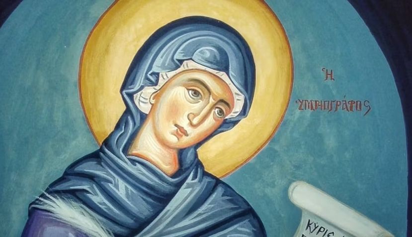 Icono que representa a Casia, Santa Kassiana, o Kassia, poetisa y compositora bizantina. Notae Tironiana