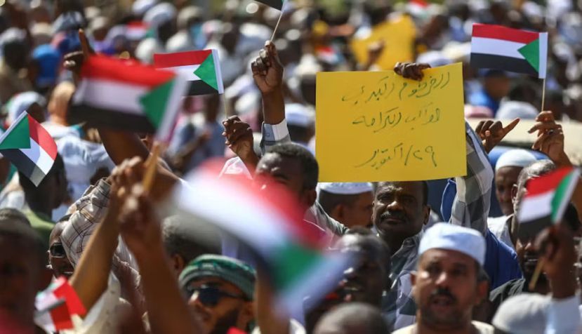 Sudanese protesters in Khartoum. Mahmoud Hjaj/Anadolu Agency via Getty Images