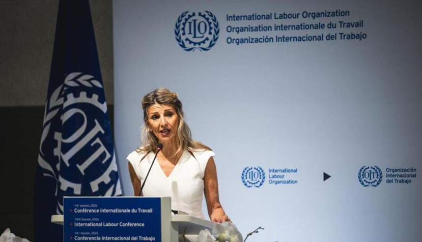 La ministra de Trabajo y Economía Social, Yolanda Díaz, en la Conferencia Internacional del Trabajo de la OIT. / © lamoncloa.gob.es. Ministerio de la Presidencia.
