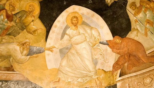 Resurrection of Christ depicted in 14th-century fresco in Chora Church, Istanbul, Turkey. LP7/Collections E+ via Getty Images