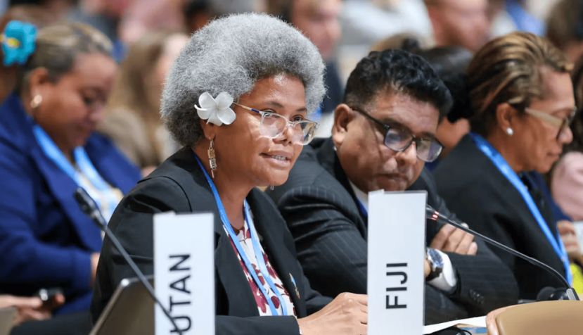  Lenora Qereqeretabua, the deputy speaker of Fiji’s Parliament, at the COP29 climate summit. IISD/ENB/Mike Muzurakis, CC BY-SA