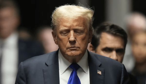  Former President Donald Trump exits the courthouse after being found guilty of 34 felonies in May 2024. Seth Wenig-Pool/Getty Images
