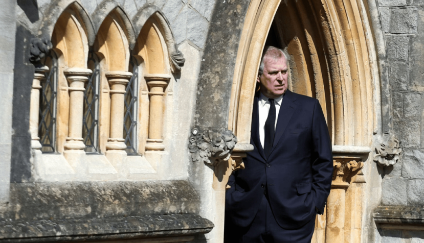 Prince Andrew attends a service following the death of his father, Prince Philip, at Royal Chapel of All Saints at Royal Lodge. Steve Parsons/PA images
