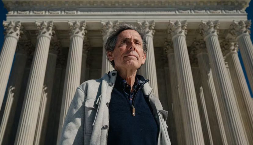 Edward Blum stands in front of the U.S. Supreme Court on Oct. 20, 2022. Shuran Huang for The Washington Post via Getty Images