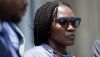 Wanda Cooper-Jones, mother of Ahmaud Arbery, listens as attorneys speak outside the Glynn County Courthouse on July 17, 2020, in Brunswick, Georgia. Photo by Sean Rayford/Getty Images