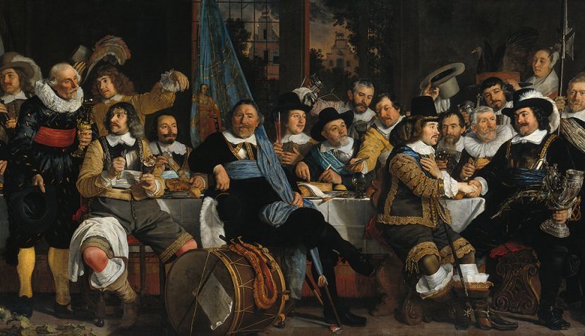 Banquete de la Guardia Cívica de Amsterdam con motivo de la Paz de Münster por Bartholomeus van der Helst, pintado en 1648. / WIkipedia