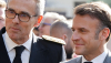 Emmanuel Macron et le nouveau vice-président du Conseil d’État, Marc Guillaume (au centre), le 11 avril 2025 alors que ce dernier était encore préfet de Paris. Ludovic Marin/AFP