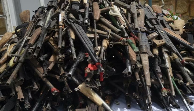 Weapons recovered from bandits during Operation Safe Haven in Nigeria. Pius Utomi Ekpei/AFP via Getty Images 