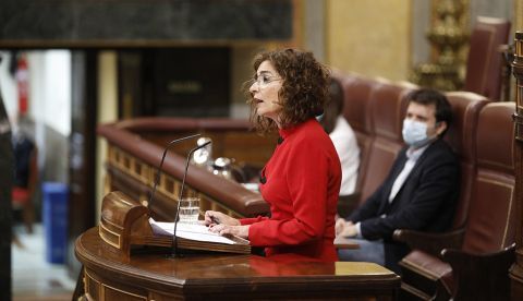 La ministra de Hacienda, María Jesús Montero, en su intervención en el Congreso de los Diputados. / © PSOE