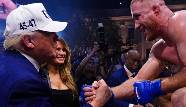 Justin Gaethje shakes hands with President Donald Trump after winning the UFC lightweight title fight at the White House on June 14, 2026. Chris Unger Zuffa LLC/Getty Images