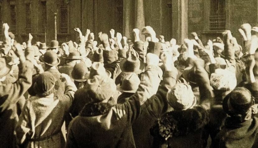 Fotograma de la versión cinematográfica de la profética novela de 1922 de Hugo Bettauer La ciudad sin judíos. Barbican