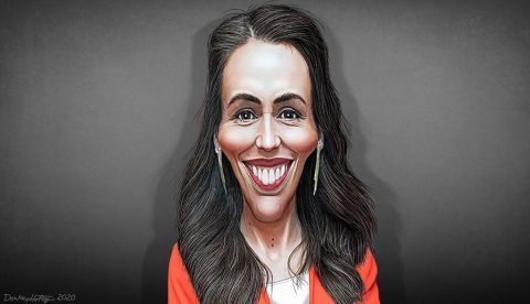 Jacinda Ardern en una caricatura de DonkeyHotey vía flickr.