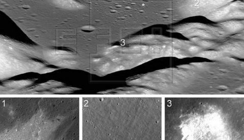 Combo de fotografías divulgadas por la NASA tomadas por la cámara del Orbitador de Reconocimiento Lunar (LROC), donde se muestran las diferentes fallas que se están formando en el valle de Taurus-Littrow, lugar donde alunizó la última misión espacial tripulada estadounidense Apolo 17. La Luna, objeto de mitos y compañera de romances y melancolías, tiene arrugas y se está achicando, afirmó hoy el científico Thomas Watters, del Centro de Estudios de la Tierra y Planetas en el Museo Nacional del Aire y el Espacio. EFE/NASA/GSFC/Arizona State University/Smithsonian