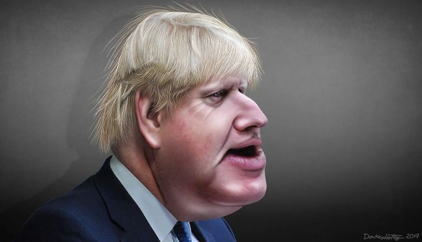 Boris Johnson en una caricatura de DonkeyHotey vía flickr.