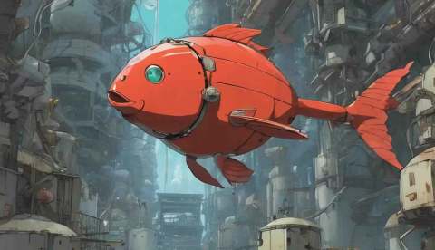 La imagen corporativa de Sakana AI, un pez artificial que explora el mundo. Sakana AI , CC BY