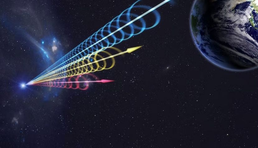 Impresión artística de un FRB llegando a la Tierra. Jingchuan Yu, Beijing Planetarium.