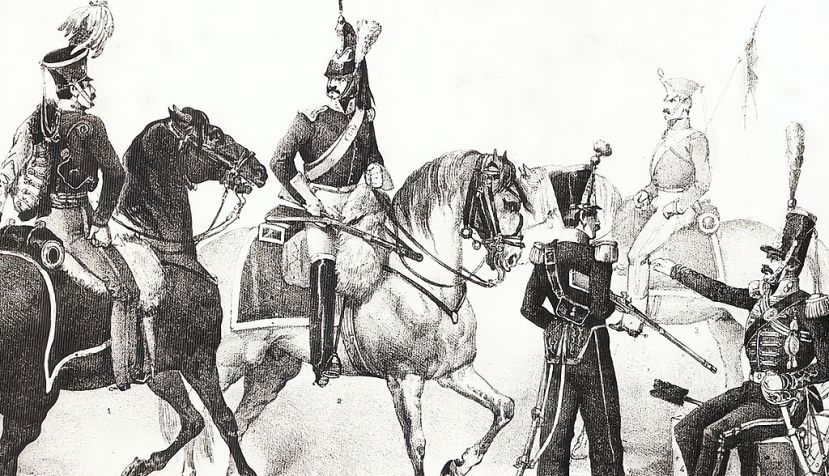 Tropas de la Reina, del álbum de las Tropas Carlistas del Norte. Vicente Urrabieta / Wikimedia Commons