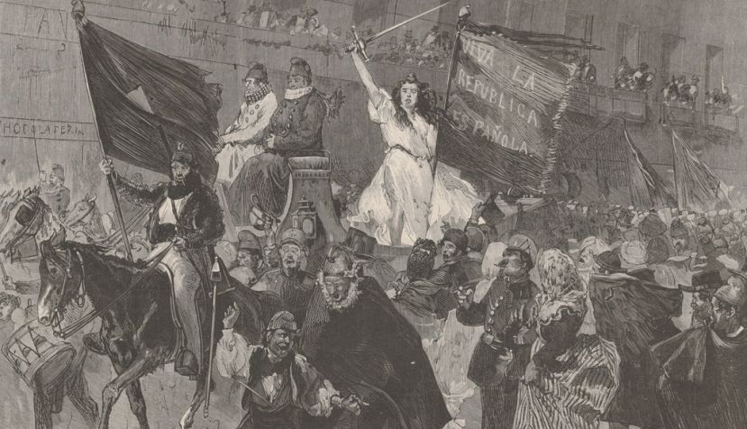 Proclamación de la República en las calles de Madrid la noche del 11 de febrero, dibujo de Vierge en Le Monde Illustré. / Wikipedia