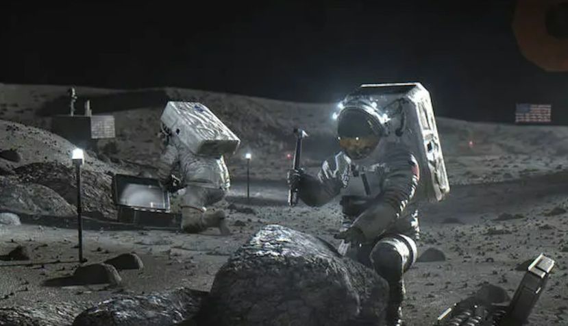 Ilustración de los astronautas del Artemis en la Luna. (NASA)
