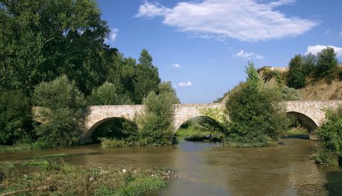 El río Arga, a su paso por el puente medieval de Burlada. / Foto gentileza del Gobierno de Navarra.
