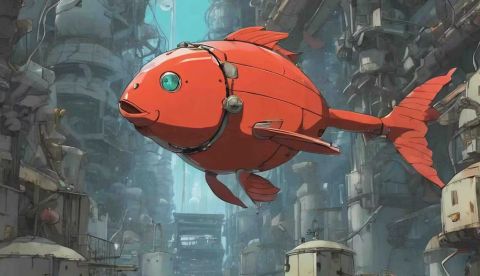 La imagen corporativa de Sakana AI, un pez artificial que explora el mundo. Sakana AI , CC BY